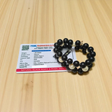 Natural Black Agate and Pearl bracelet with polished round beads, elastic thread, spiritual and stylish design for protection and attraction