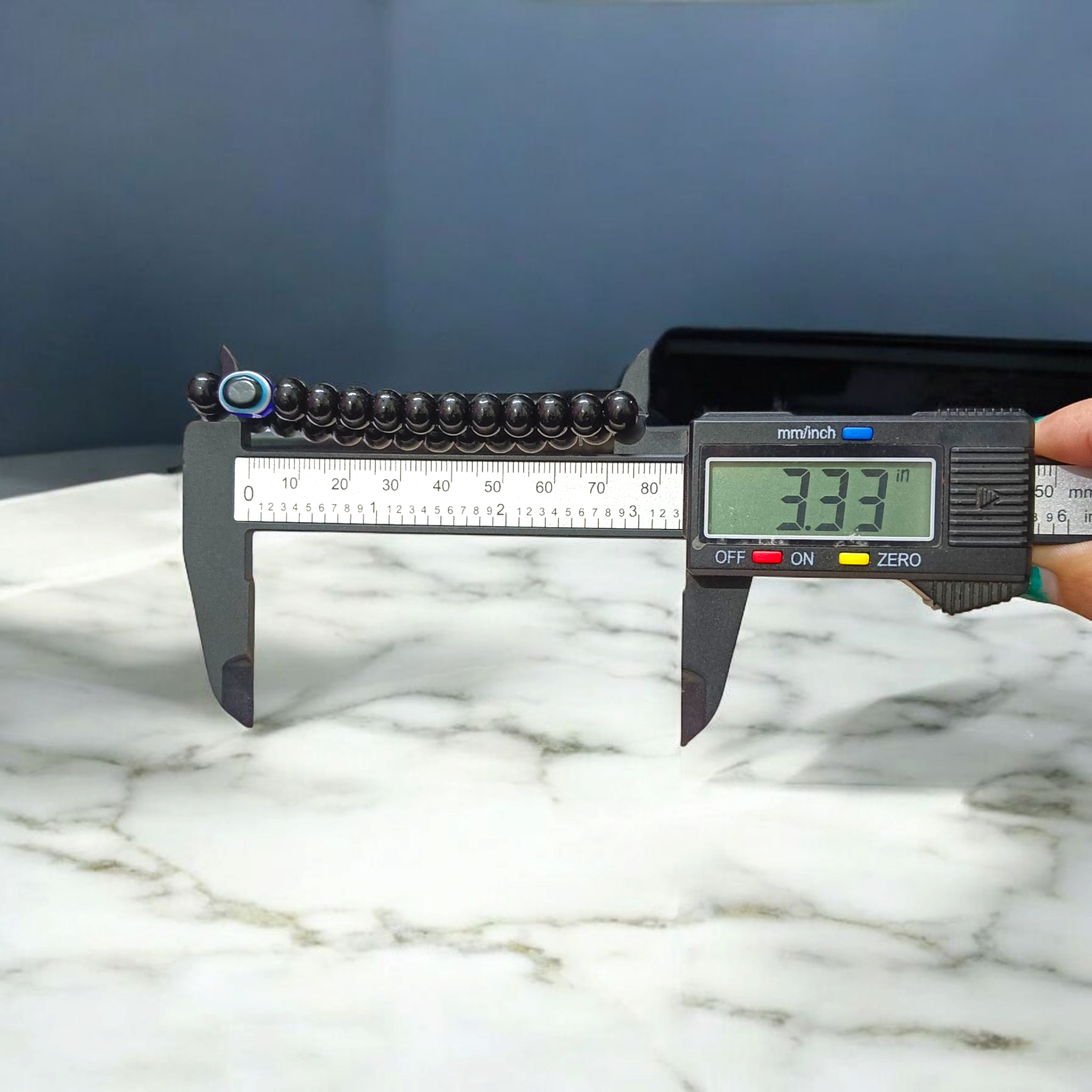 Natural Black Obsidian Bracelet with 8mm Round Beads – Stretchable and Lab Certified Healing Stone Jewelry