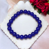 Natural Blue Agate (Blue Hakik) Stretchable Bracelet with 8mm Beads – Lab Certified