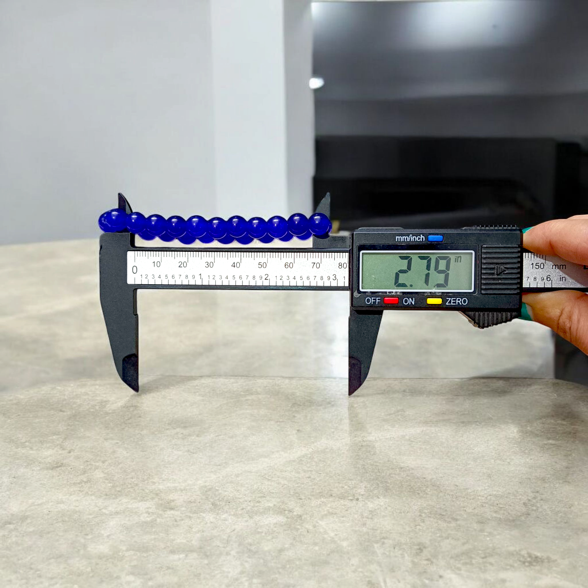 Natural Blue Agate (Blue Hakik) Stretchable Bracelet with 8mm Beads – Lab Certified