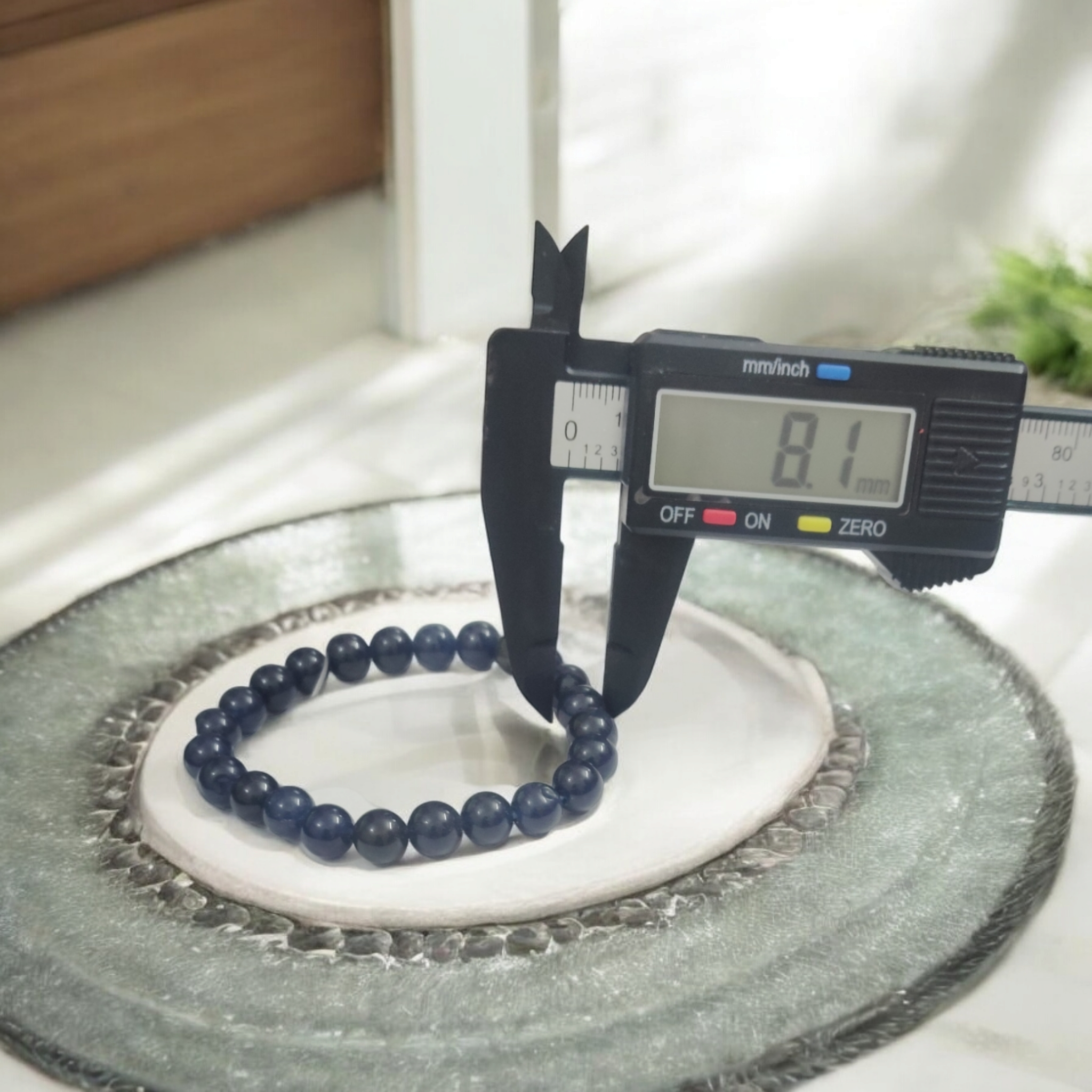 Natural Blue Tourmaline Bracelet – For Meditation and Entering a Space of Peace and Tranquillity – 8MM – Stretchable Bracelet