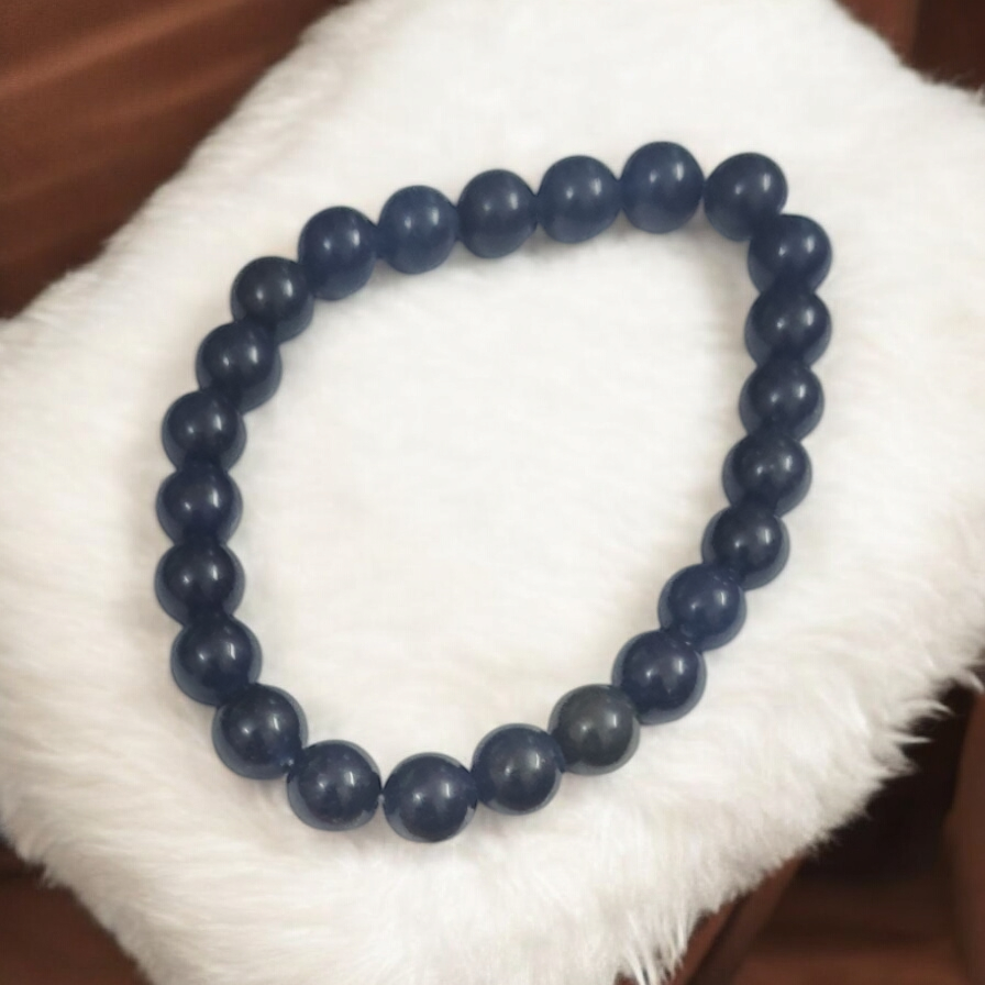 Natural Blue Tourmaline Bracelet – For Meditation and Entering a Space of Peace and Tranquillity – 8MM – Stretchable Bracelet
