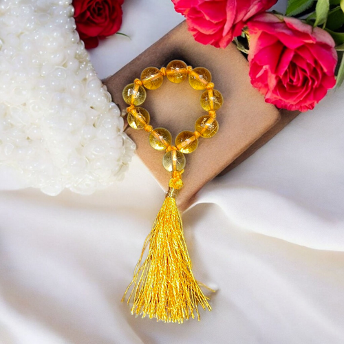 Natural Citrine Finger Mala 9+1 Beads  | Sunhela Finger Mala | Lab Certified