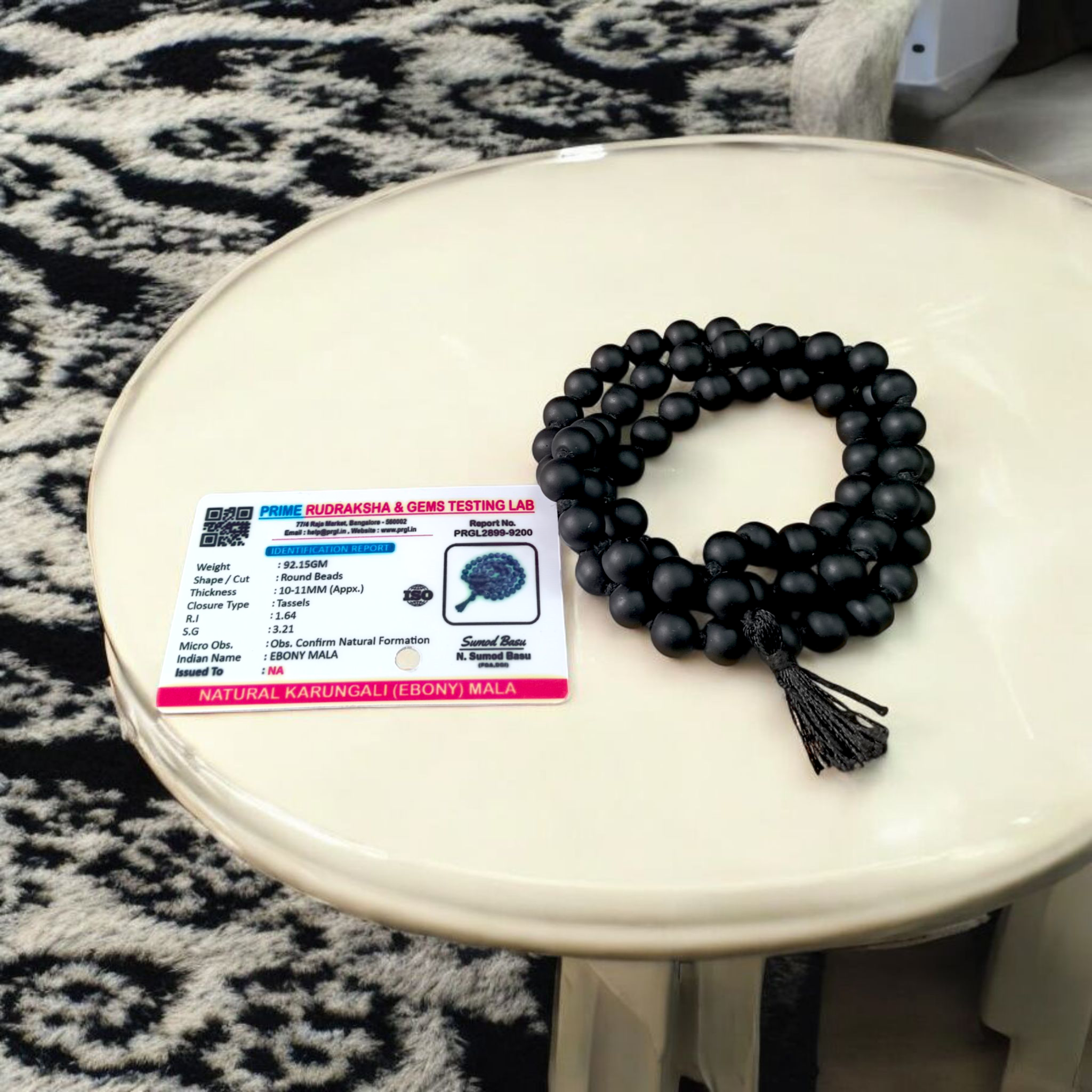 Natural Ebony Karungali Mala – 10-11MM Beads | Strength & Protection 