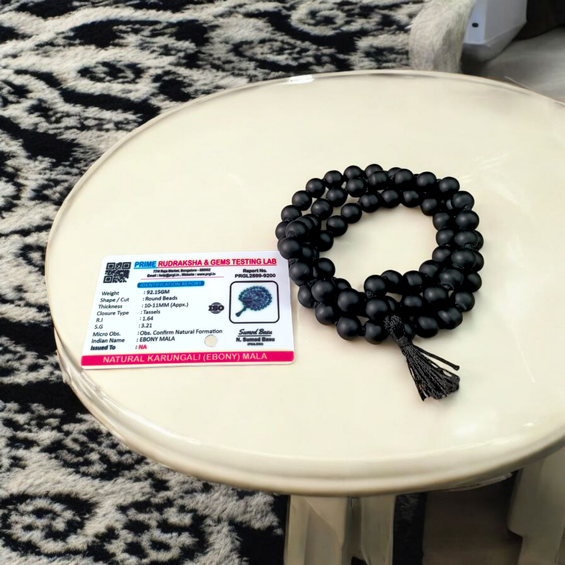 Natural Ebony Karungali Mala – 10-11MM Beads | Strength & Protection 