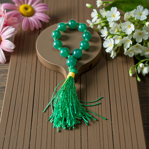 Natural Green Agate Finger Mala 9+1 Beads  | Hara Hakik | Lab Certified Gurupujan