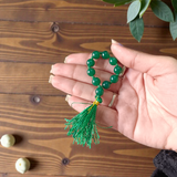 Natural Green Agate Hara Hakik Finger Mala 9+1 Beads Lab Certified 8mm