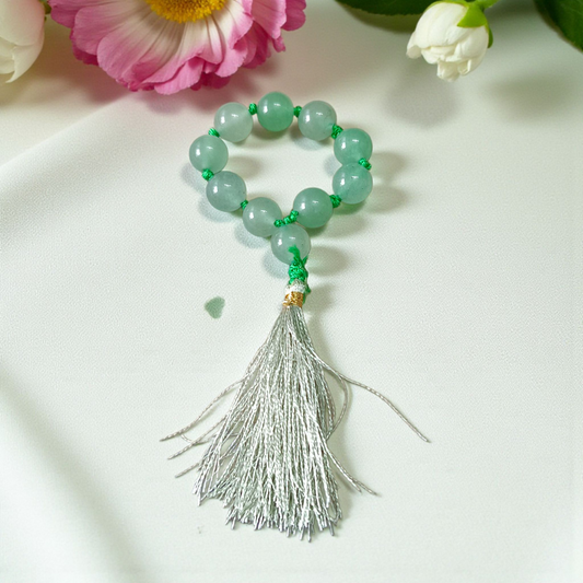 Natural Green Aventurine Finger Mala with 9+1 Beads (8mm) – Lab Certified Margaj Japa Mala for Meditation, Energy Cleansing, and Prosperity
