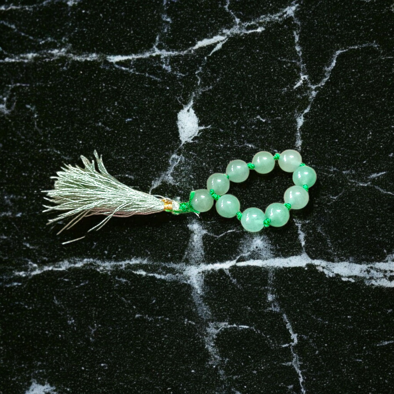 Natural Green Aventurine Finger Mala with 9+1 Beads (8mm) – Lab Certified Margaj Japa Mala for Meditation, Energy Cleansing, and Prosperity