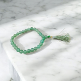 Natural Green Aventurine Japa Mala with 108+1 and 27+1 beads, 8mm lab-certified Margaj stone for meditation, chanting, and healing by Gurupujan