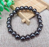 Natural Hematite Bracelet 8-9mm Stretchable Healing Beads Lab Certified for Chakra Balancing & Protection