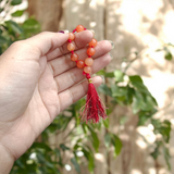 Natural Hessonite Finger Mala featuring 9+1 smooth 8mm Gomed beads, lab-certified gemstone mala for protection, clarity, and Rahu remedies