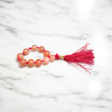 Natural Hessonite Finger Mala featuring 9+1 smooth 8mm Gomed beads, lab-certified gemstone mala for protection, clarity, and Rahu remedies
