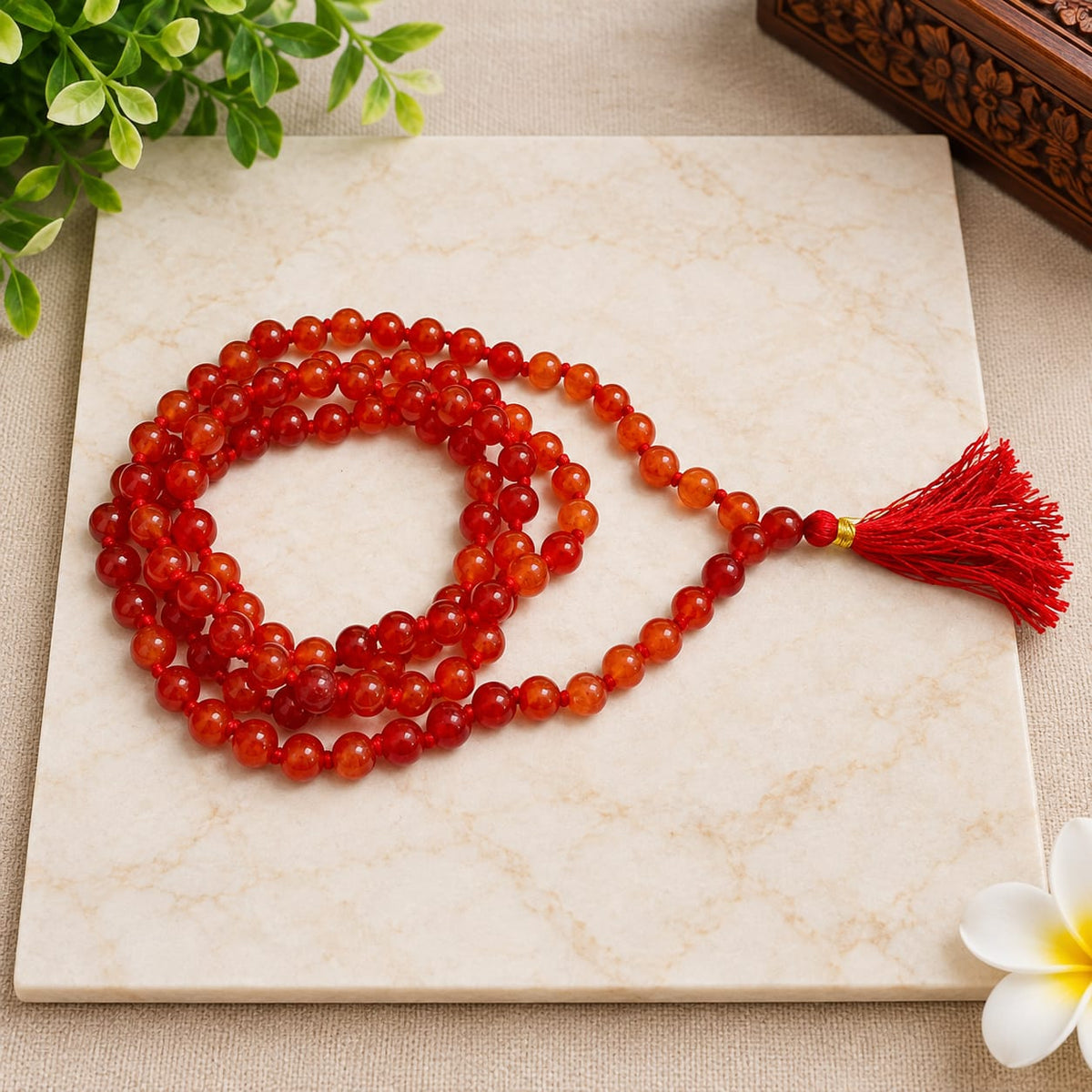 Natural Hessonite Gomed Mala and Bracelet Combo Lab Certified for Rahu Dosh