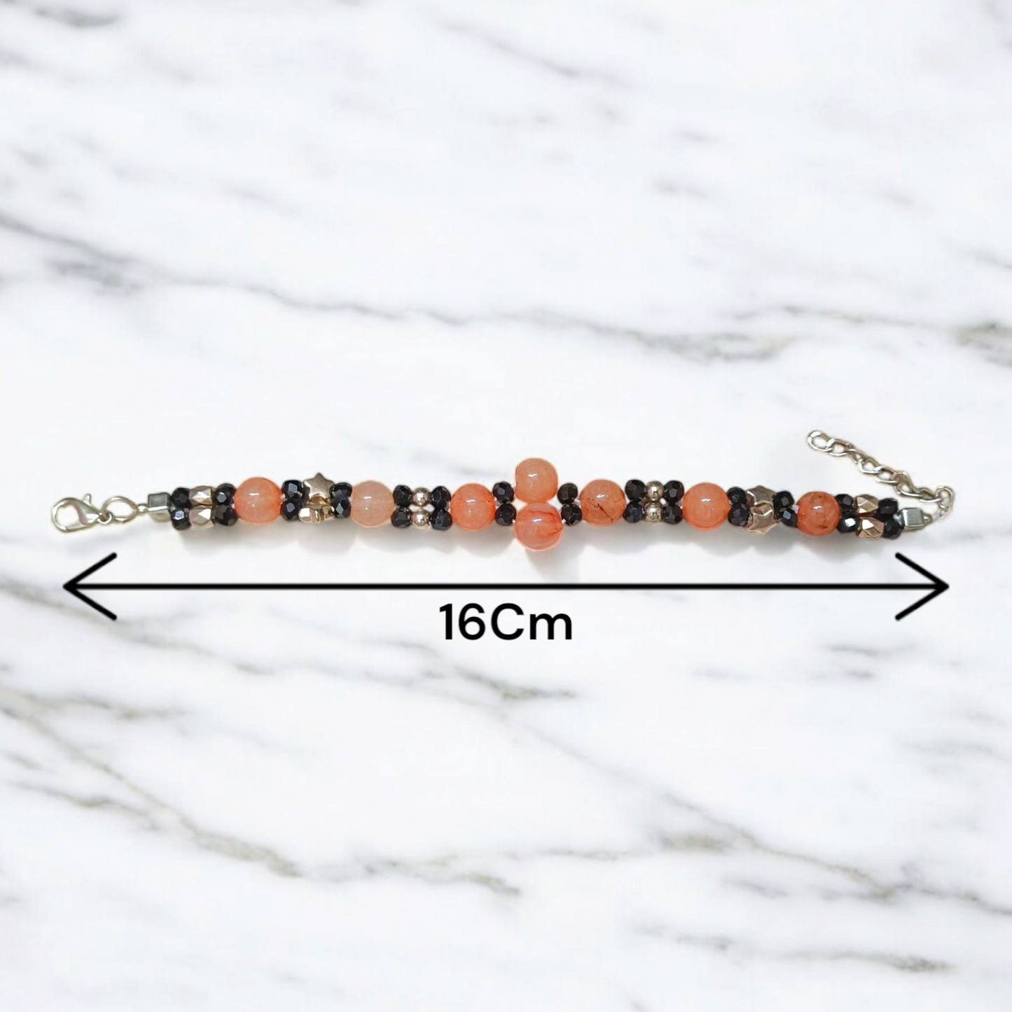 Natural Hessonite (Gomed) bracelet with 8mm round beads, stretchable and lab certified—used for mental clarity, Rahu balance, and spiritual healing