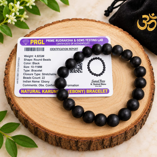 Natural Karungali Ebony Bracelet 10MM Beads Stretchable Lab Certified for Meditation Healing