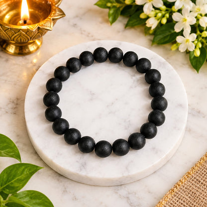 Natural Karungali Ebony Bracelet 10MM Beads Stretchable Lab Certified for Meditation Healing