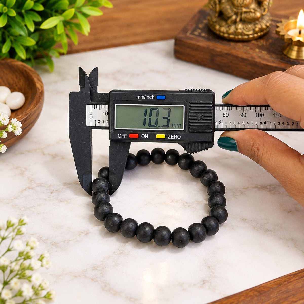 Natural Karungali Ebony Bracelet 10MM Beads Stretchable Lab Certified for Meditation Healing