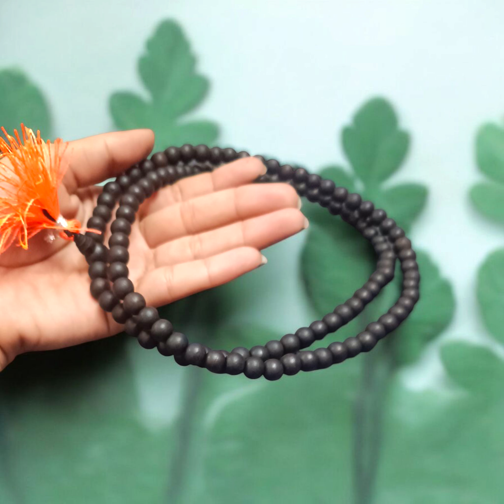 Natural Karungali Mala - Ebony wood beads, 108 beads, 8mm size, lab certified for meditation and prayer.