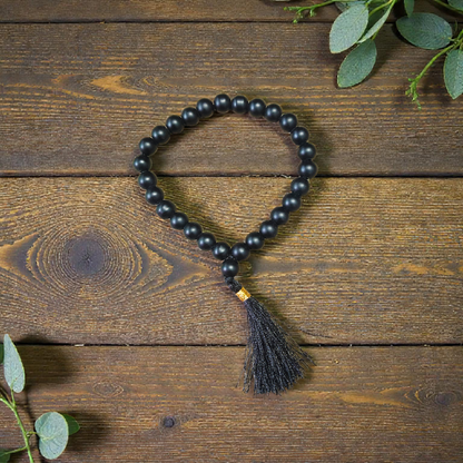 Natural Karungali Mala - Ebony wood beads, 108 beads, 8mm size, lab certified for meditation and prayer