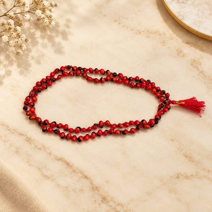 Natural Lal Gunja Mala and Red Gunja Bracelet lab certified spiritual jewellery set