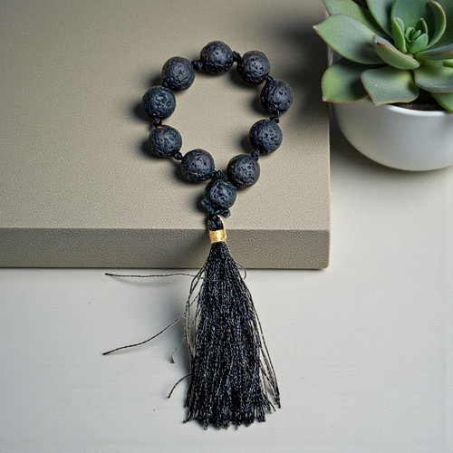 Natural Lava Finger Mala 9+1 Beads  | Lab Certified & Energized