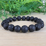 Natural Lava Stone Bracelet with 8MM lab-certified beads, stretchable design for grounding, calming, and aromatherapy benefits.