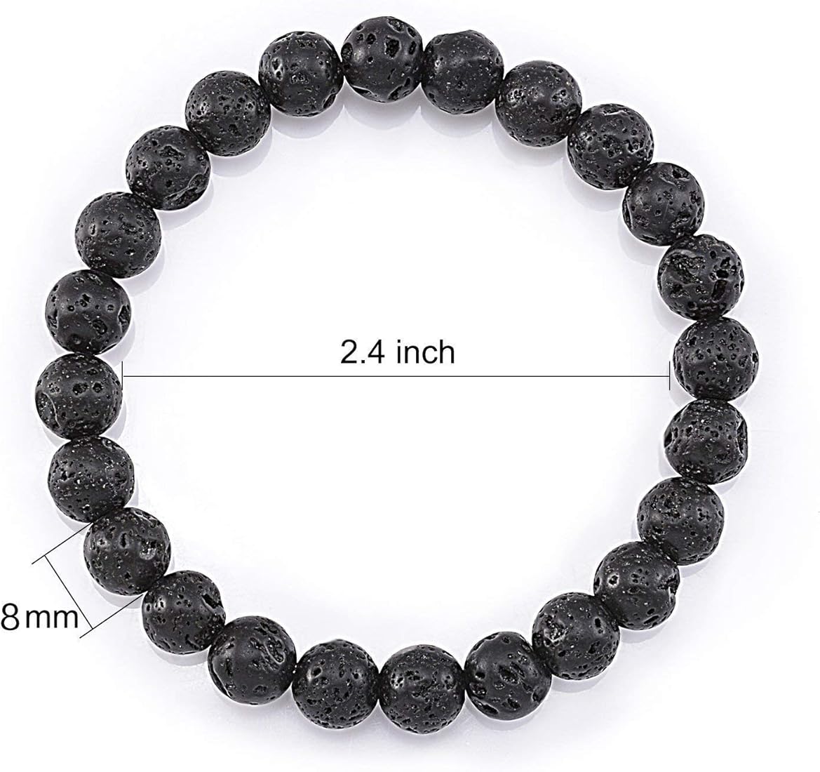 Natural Lava Stone Bracelet with 8MM lab-certified beads, stretchable design for grounding, calming, and aromatherapy benefits.
