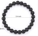 Natural Lava Stone Bracelet with 8MM lab-certified beads, stretchable design for grounding, calming, and aromatherapy benefits.