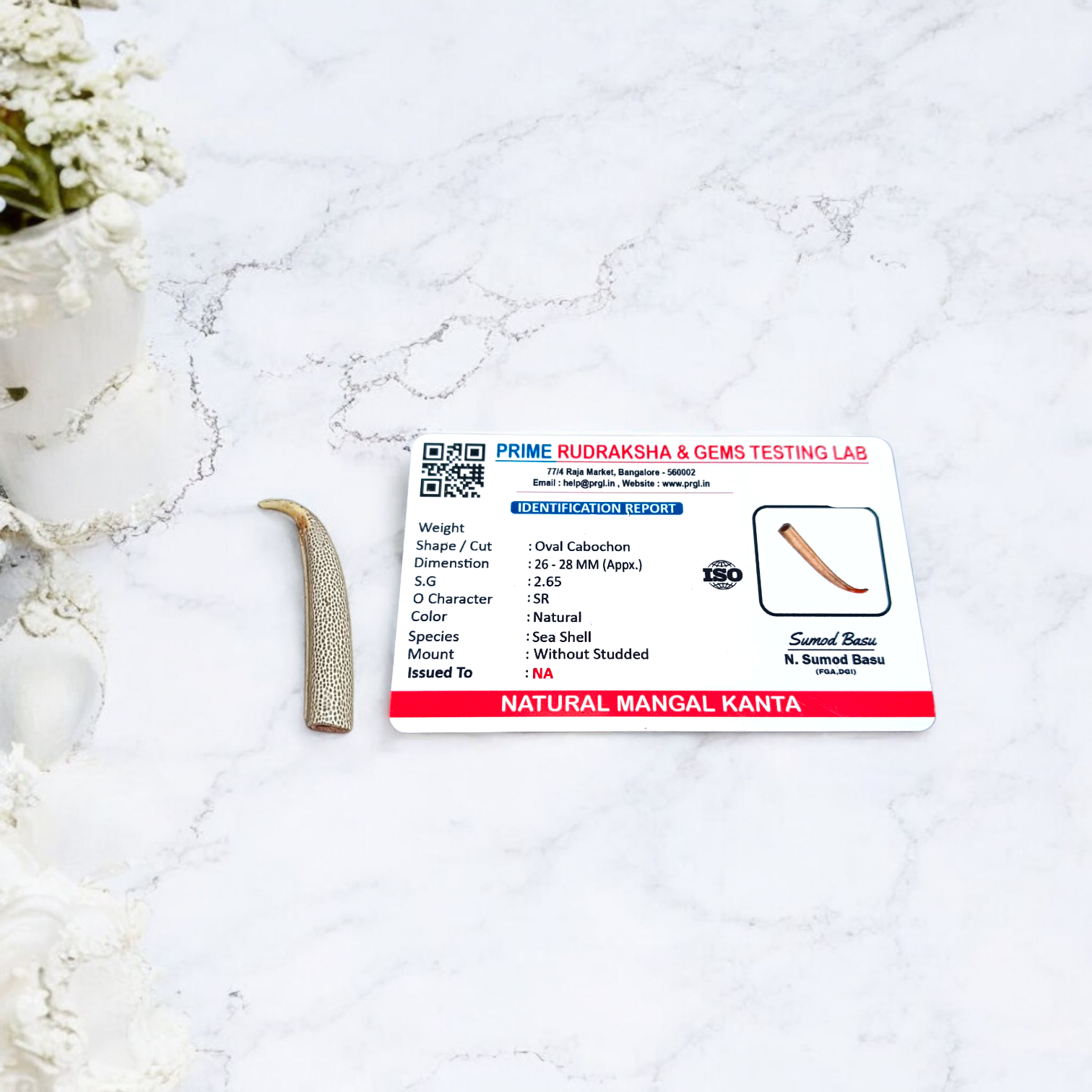 Natural Mangal Kanta – Lab Certified, Unstudded Traditional Symbolic Item for Mars Energy, Meditation, and Ritual Use by Gurupujan