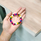 Natural Mix Agate Bracelet with approx. 8mm polished multicolor beads, stretchable design, and lab certified for chakra healing