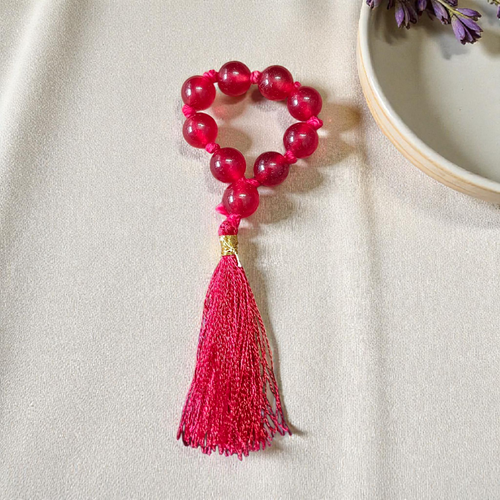 Natural Red Agate Finger Mala 9+1 Beads | Red Hakik | Lab Certified