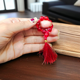 Natural Red Agate Finger Mala featuring 9+1 smooth 8mm Red Hakik beads, lab-certified gemstone mala used for protection, grounding, and meditation