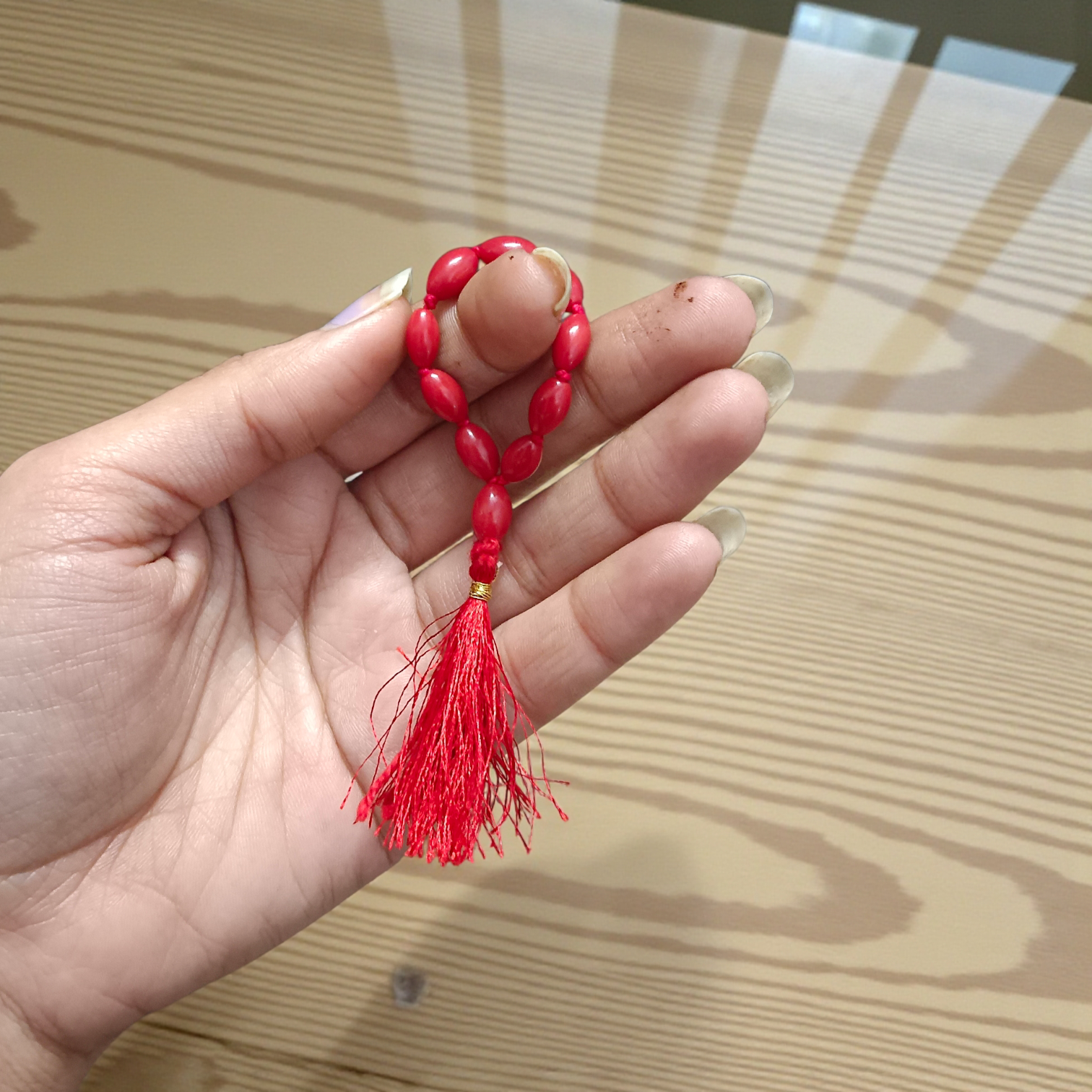 Natural Red Coral Finger Mala 9+1 Beads Lal Moonga Mala 8-9mm Lab Certified