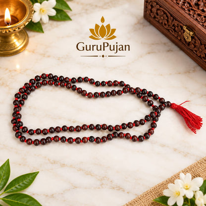 Natural Red Sandalwood Lal Chandan Mala and Bracelet Combo Lab Certified Gurupujan
