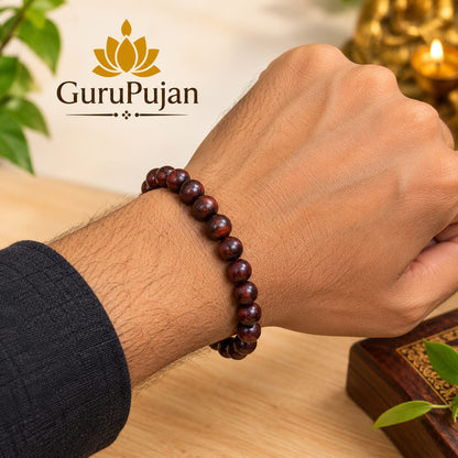Natural Red Sandalwood Lal Chandan Mala and Bracelet Combo Lab Certified Gurupujan
