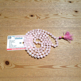 Natural Rose Quartz Mala with 108+1 and 27+1 pink 8mm beads for meditation and heart chakra healing