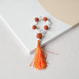 Natural Rudraksha Crystal Finger Mala 9+1 Beads Lab Certified 8–9mm