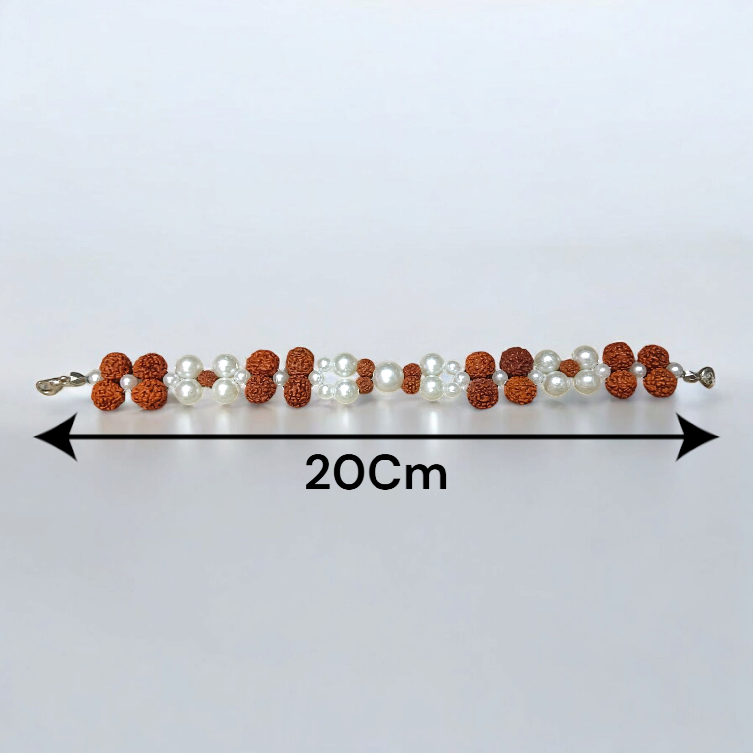 Natural Rudraksha and Pearl Bracelet for Spiritual Healing and Meditation, Lab Certified