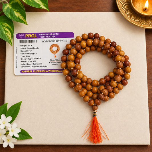 Natural Safed Chandan Mala and White Sandalwood Bracelet lab certified for meditation, chanting and daily spiritual wear