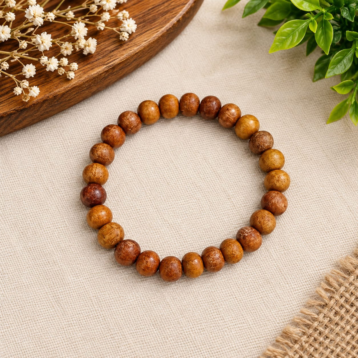 Natural Safed Chandan Mala and White Sandalwood Bracelet lab certified for meditation, chanting and daily spiritual wear