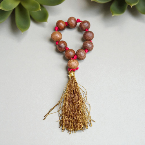 Natural Sandalwood Finger Mala 9+1 Beads Lab Certified