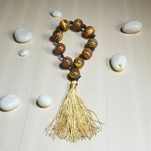 Natural Tiger Eye Finger Mala 9+1 Beads | Lab Certified | Meditation & Healing