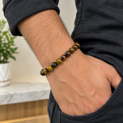 Natural Tiger Eye Mala and Bracelet Combo Lab Certified Meditation Set