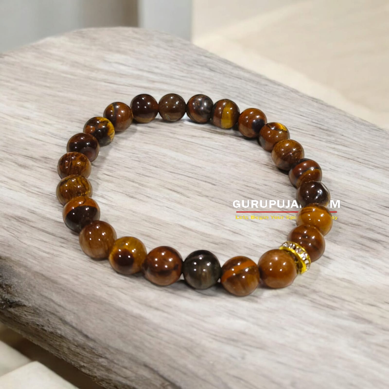 Natural Tiger's Eye Bracelet made from 8MM beads with a stretchable band, Lab Certified for authenticity.