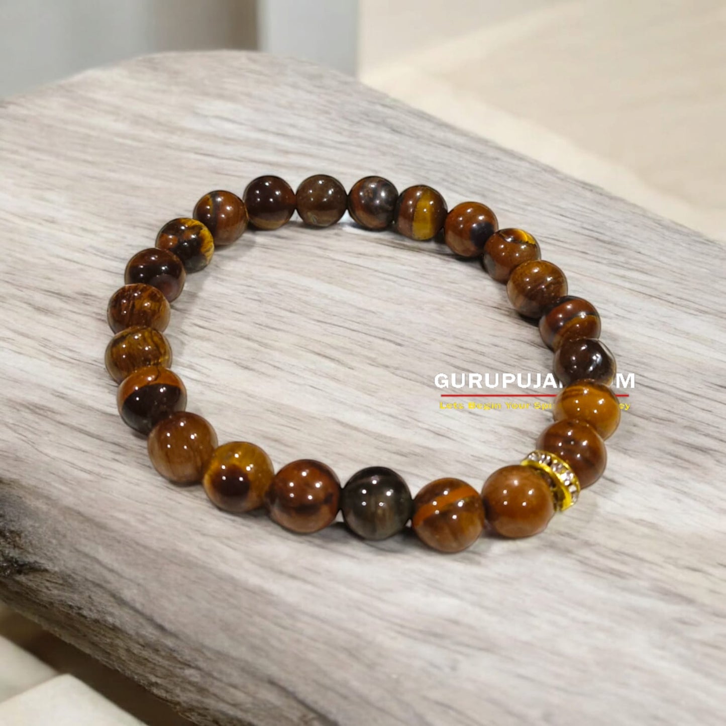 Natural Tiger's Eye Bracelet made from 8MM beads with a stretchable band, Lab Certified for authenticity.