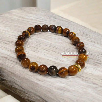 Natural Tiger's Eye Bracelet made from 8MM beads with a stretchable band, Lab Certified for authenticity.