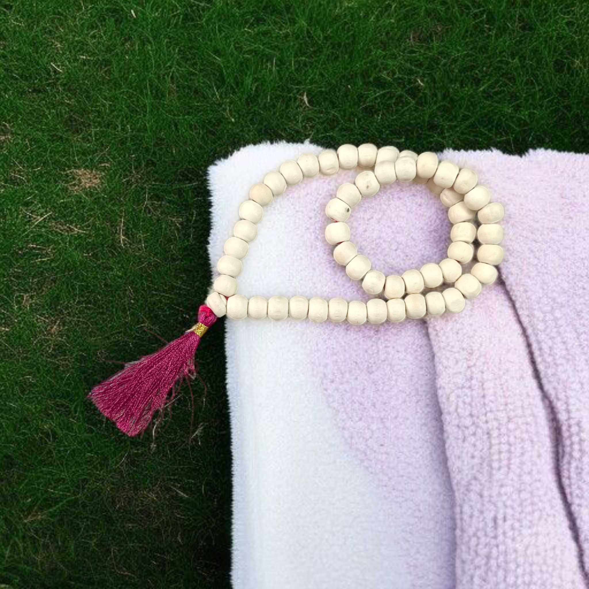 Natural Tulsi Mala with 54+1 Lab-Certified Beads (8mm), handcrafted for Jaap and Meditation
