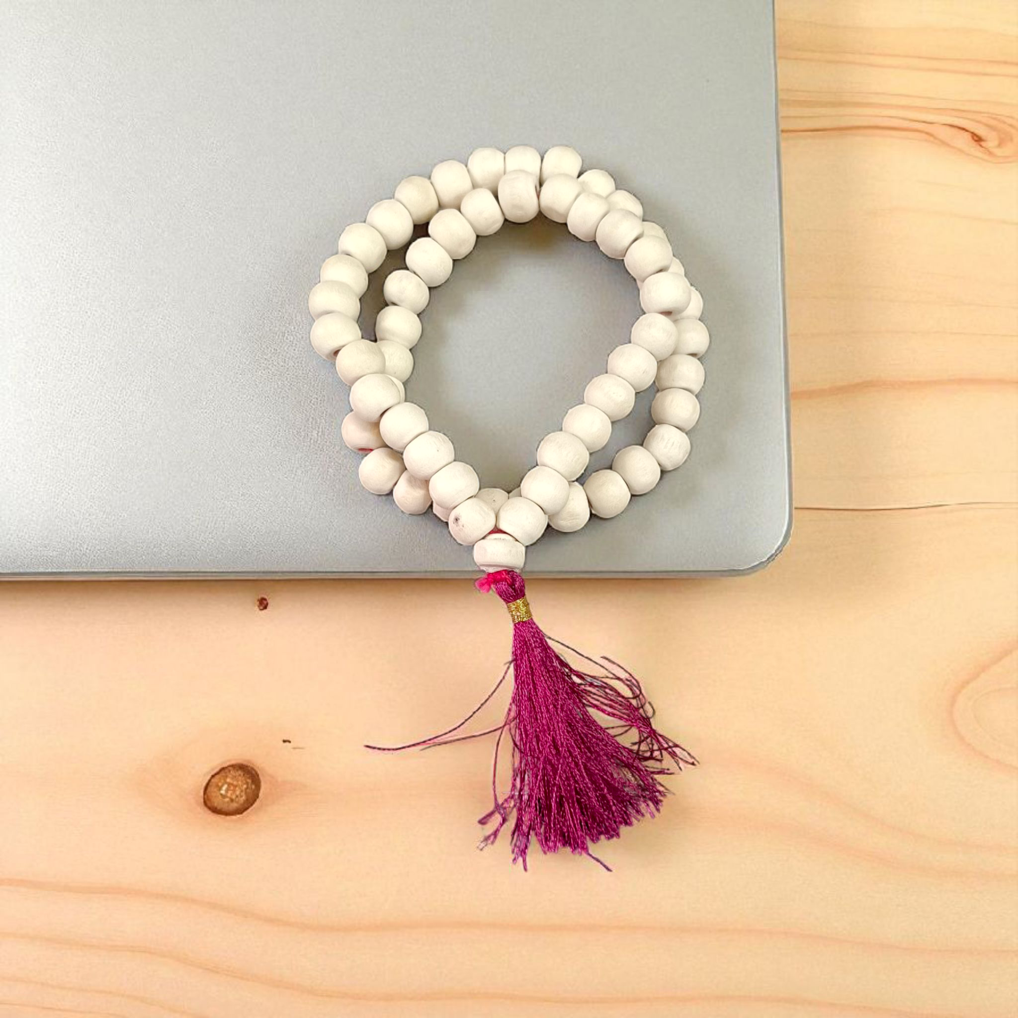 Natural Tulsi Mala with 54+1 Lab-Certified Beads (8mm), handcrafted for Jaap and Meditation