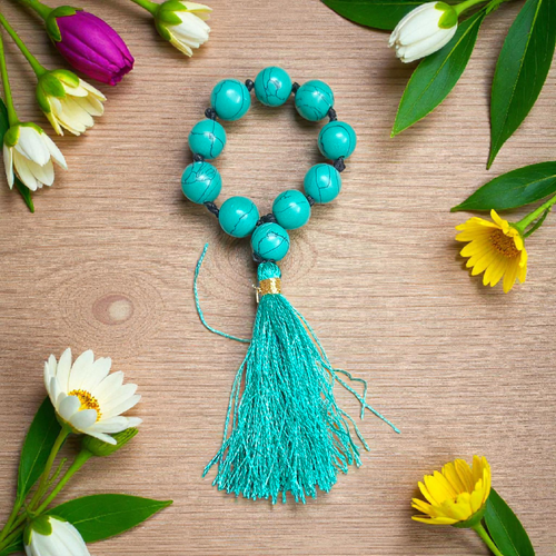 Natural Turquoise Finger Mala 9+1 Beads | Reiki & Meditation | Lab Certified